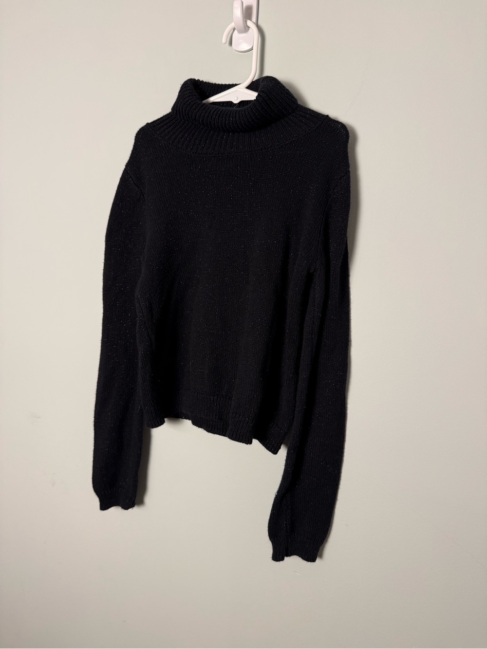 Girls Black Sparkly Turtleneck Knit Sweater Size 7